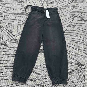 Neon Blonde Black Balloon Paperbag Jeans